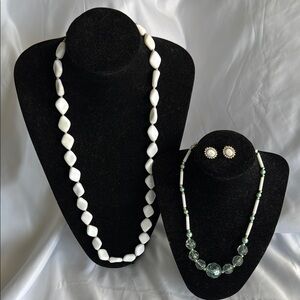 Vintage White and Green Necklace Collection